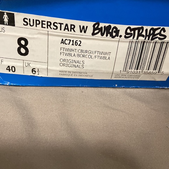 Adidas superstar w/burgundy stripes 8 - Picture 8 of 8